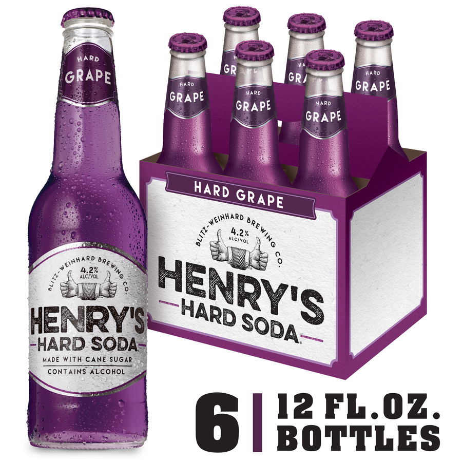 Henry's Hard Soda Grape, 6 Pack, 12 Fl. Oz. Bottles, 4.2% ABV