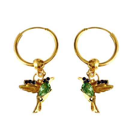 Fashionable Wing Spreading Zircon Hummingbird Long Pendant Earchain Lady Jewelry SA9