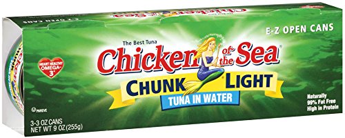 Chicken of the Sea Chunk Light Tuna in Water, Easy Open Cans-3 Oz, 3 Ct