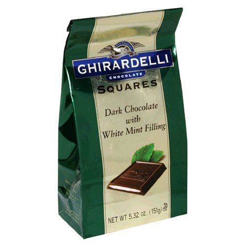 Ghirardelli Chocolate Squares Dark Chocolate with White Mint Filling, 5.32-Ounce Packages (Pack of 12)