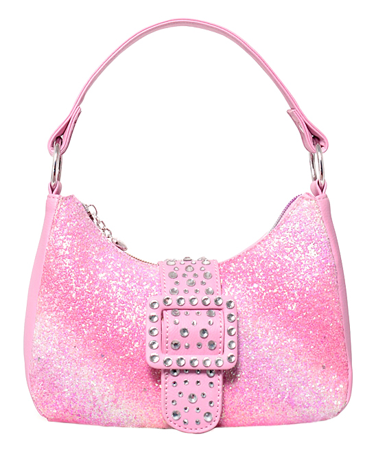 OMG Accessories Girl's Glitter Hobo Bag - Bubble Gum