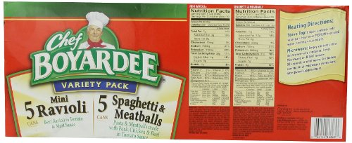 Boyardee Chef Variety Pack, 5 Ravioli, 5 Spaghetti and Meatballs in Tomato Sauce, 150 Ounce thumbnail