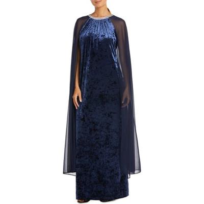 R&M Richards Womens Velvet Sheer Overlay Evening Dress