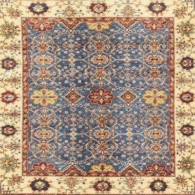 Blue/White Area Rug - Bungalow Rose 100% Machine Washable Abstract 3535 Area Rug Polyester/Chenille in Blue/White, Size 84.0 W X 0.08 D in | Wayfair