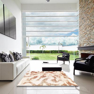 White Area Rug - Dakota Fields 100% Machine Washable Abstract 1136 Area Rug Polyester/Chenille in White, Size 60.0 W X 0.08 D in | Wayfair