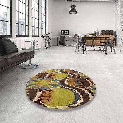 Blue Area Rug - Bungalow Rose 100% Machine Washable Abstract 4542 Area Rug Polyester/Chenille in Blue, Size 84.0 W X 0.08 D in | Wayfair