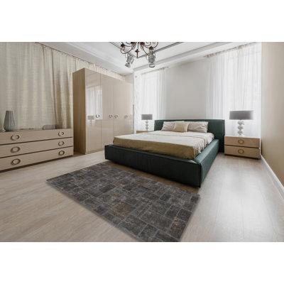 Gray Indoor Area Rug - Williston Forge 100% Machine Washable Abstract 1507 Area Rug Polyester/Chenille in Gray, Size 96.0 W X 0.08 D in | Wayfair