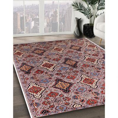 Brown Area Rug - Bungalow Rose 100% Machine Washable Midcentury Modern 2312 Area Rug Polyester/Chenille in Brown, Size 96.0 W X 0.08 D in | Wayfair