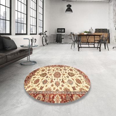 Brown/White Indoor Area Rug - Bungalow Rose 100% Machine Washable Abstract 3119 Area Rug Polyester/Chenille in Brown/White | Wayfair