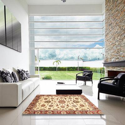 Brown/White Indoor Area Rug - Bungalow Rose 100% Machine Washable Abstract 3119 Area Rug Polyester/Chenille in Brown/White | Wayfair