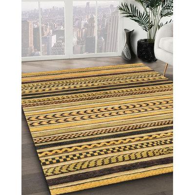 Black Indoor Area Rug - Foundry Select 100% Machine Washable Abstract 2292 Area Rug Polyester/Chenille in Black, Size 84.0 W X 0.08 D in | Wayfair
