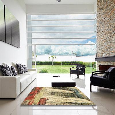 Gray/White Area Rug - 17 Stories 100% Machine Washable Abstract 2564 Area Rug Polyester/Chenille in Gray/White, Size 84.0 W X 0.08 D in | Wayfair