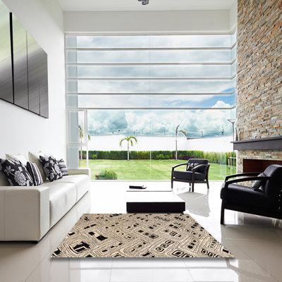 Black Area Rug - Foundry Select 100% Machine Washable Abstract 4742 Area Rug Polyester/Chenille in Black, Size 72.0 W X 0.08 D in | Wayfair
