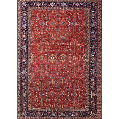 Black/Brown/Red Area Rug - Bungalow Rose 100% Machine Washable Midcentury Modern 2289 Area Rug Polyester/Chenille in Black/Brown/Red | Wayfair