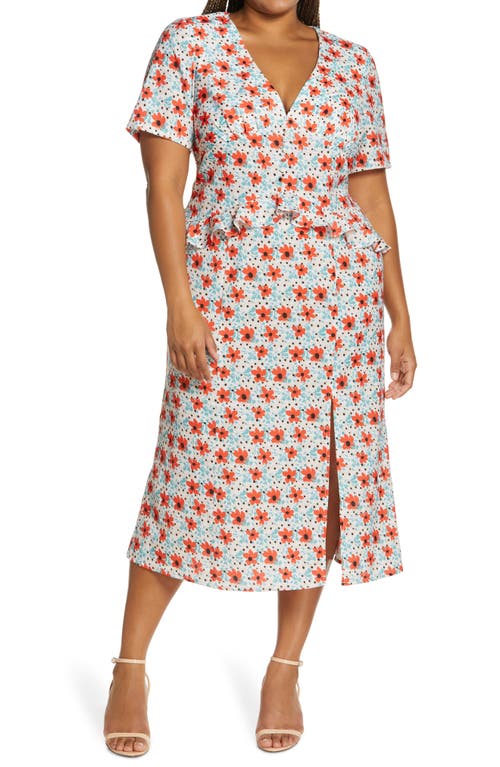 Chi Chi London Harrie Floral Ruffle Sheath Dress in Multi at Nordstrom, Size 16