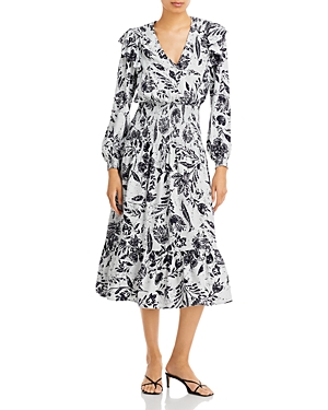 Aqua Womens Linen Blend Smocked MIDI Dress 840263713503 Small RT $118.0