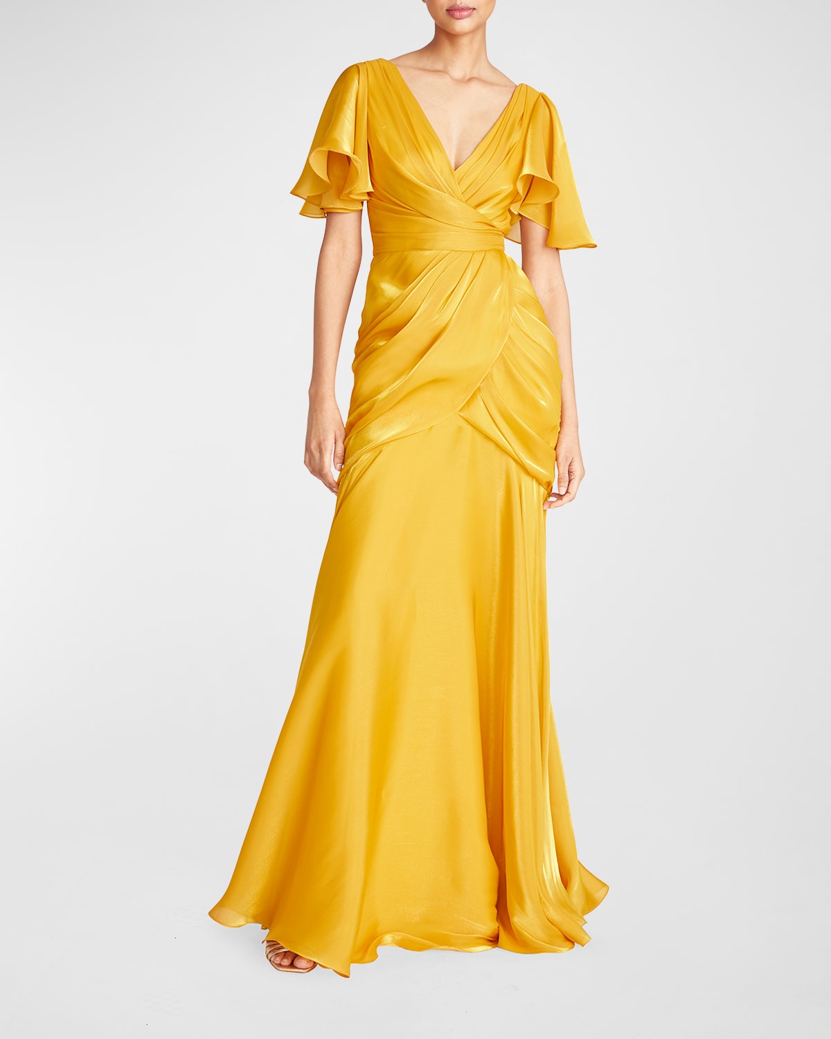Women's Tamara Flutter-Sleeve Gown - Golden Hour - Size 16
