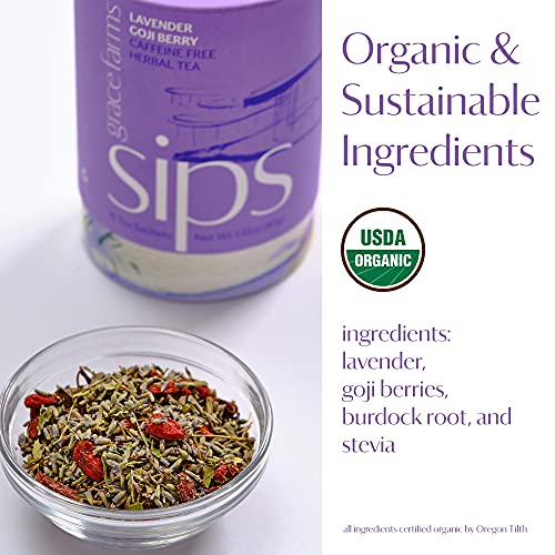 Grace Farms Lavender Goji Berry Herbal Tea (16 Count Plastic-Free Premium Sachets) | Naturally Sweet, Stress Relieving and Caffeine Free | Organic and thumbnail