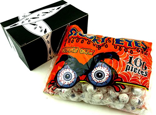 Spooky Eyes Gluten Free Bubble Gum, 29 Oz Bag in a BlackTie Box