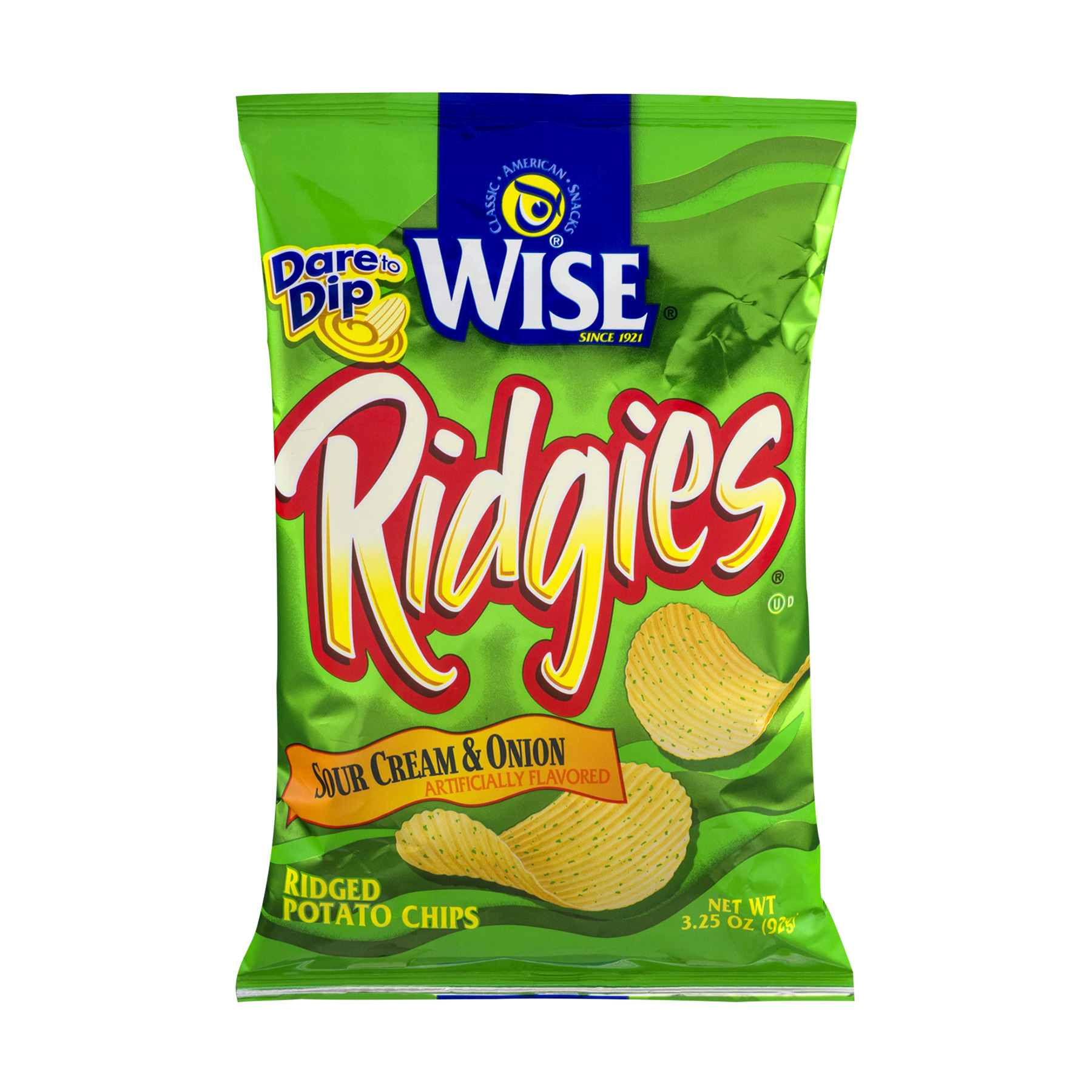 Wise Ridgies Sour Cream & Onion Potato Chips, 3.25 Oz.