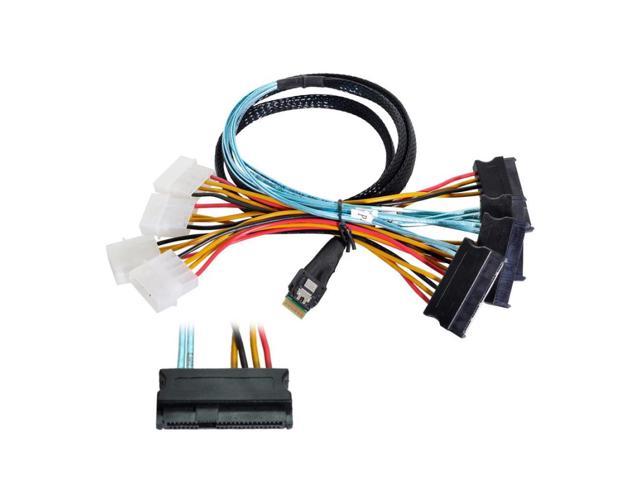 38Pin Slimline SAS 4.0 SFF-8654 4i Host to 4 SAS 29Pin SFF-8654 Target Hard Disk Fanout Raid Cable