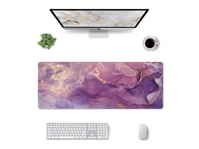 Extended Large Marble Gaming Mouse Pad Xxl(31.5X11.8X0.12In) Desktop Mat with Durable Stitched Edges and Non-Slip Rubber Base for Work Game Office.