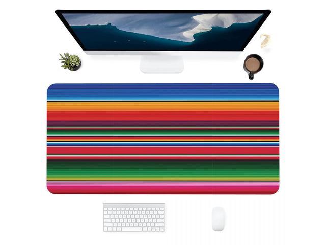 Gaming Mouse Pad, Colorful Mexican Blanket Stripes Mousepad, Extended Large Mousepad, Waterproof Non-Slip Desk Pad, Xl Mouse Pads with Stitched.