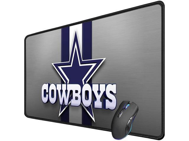 Large Gaming Mouse Pad, Stitched Edges Extended Mousepad with Non-Slip Rubber Base for Laptop Computer Desktop Keyboard, Football Fans White Blue.