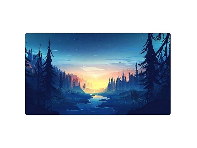 Large Gaming Mouse Pad, Extended Xxl Desk Pad & Non-Slip Rubber Mat for Mice and Keyboard with Stitched Edges (90X40 Fengjing)