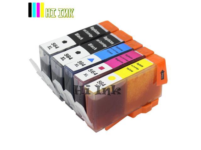 5Pk Ink(2 Large Bk)for Hp 564Xl Photosmart 7510 7520 7525 C5300 C410 C510 D5400