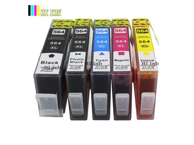 5 Pk Ink W/Pbk for Hp 564Xl Photosmart 7510 7520 7525 309A C5300 C310
