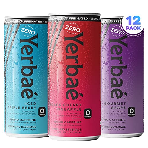 Yerbae Sparkling Water - Natural Energy Drink Seltzer with Caffeine  Antioxidants  Yerba Mate - 0 Sugar  No Calories (Variety 12-pack of 16oz Cans) Go