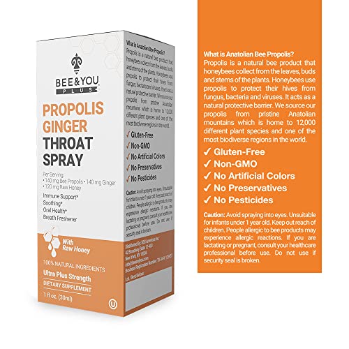 Bee & You, Propolis Ginger Throat Spray, 1 Fl Oz (30 Ml) thumbnail