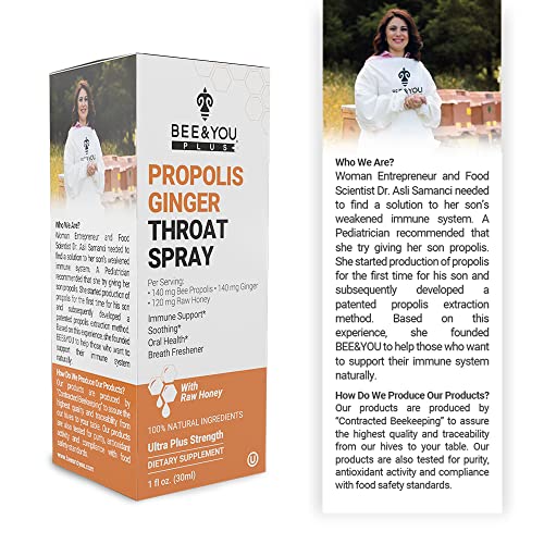 Bee & You, Propolis Ginger Throat Spray, 1 Fl Oz (30 Ml) thumbnail