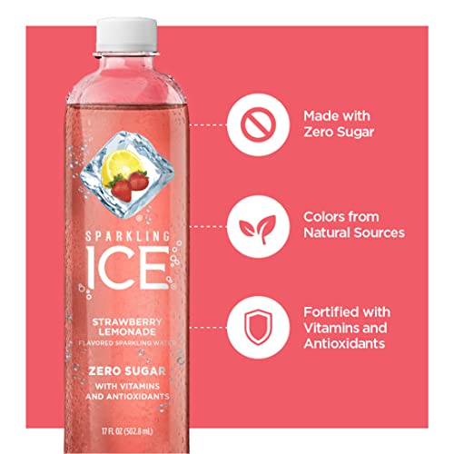 Sparkling Ice, Strawberry Lemonade Sparkling Water, Zero Sugar Flavored Water, with Vitamins and Antioxidants, Low Calorie Beverage, 17 Fl Oz Bottles thumbnail