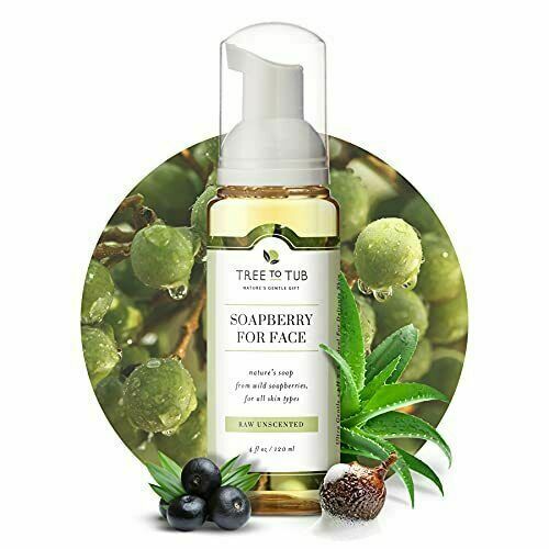 Tree to Tub, Soapberry Gentle Foaming Face Wash Cleanser, Moisturizing, PH Balanced for Dry Sensitive Skin, Unscented, 4 Fl Oz (120 Ml)