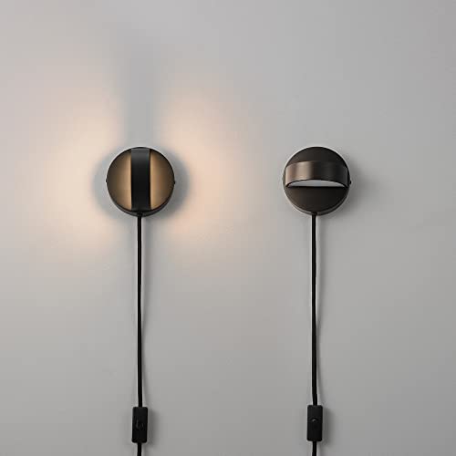 Globe Electric 51848 LED Integrated Plug-in or Hardwire Wall Sconce 2-Pack  Matte Black  350 Degree Rotation  16 W  200 Lumens  3000 Kelvin thumbnail
