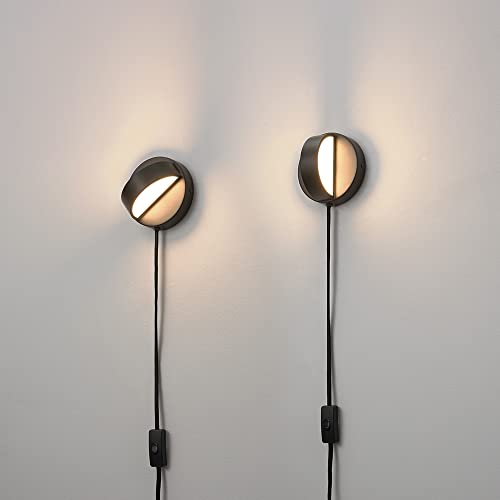 Globe Electric 51848 LED Integrated Plug-in or Hardwire Wall Sconce 2-Pack  Matte Black  350 Degree Rotation  16 W  200 Lumens  3000 Kelvin thumbnail