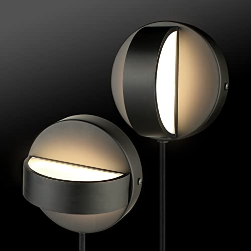 Globe Electric 51848 LED Integrated Plug-in or Hardwire Wall Sconce 2-Pack  Matte Black  350 Degree Rotation  16 W  200 Lumens  3000 Kelvin thumbnail