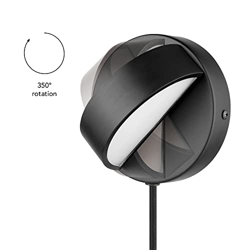 Globe Electric 51848 LED Integrated Plug-in or Hardwire Wall Sconce 2-Pack  Matte Black  350 Degree Rotation  16 W  200 Lumens  3000 Kelvin thumbnail