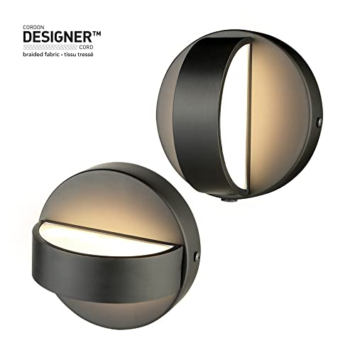Globe Electric 51848 LED Integrated Plug-in or Hardwire Wall Sconce 2-Pack  Matte Black  350 Degree Rotation  16 W  200 Lumens  3000 Kelvin thumbnail