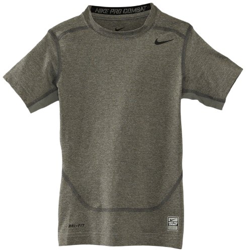 NIKE Pro Core Compression Boy's Short Sleeve Top, Grey, Age 10-12/M