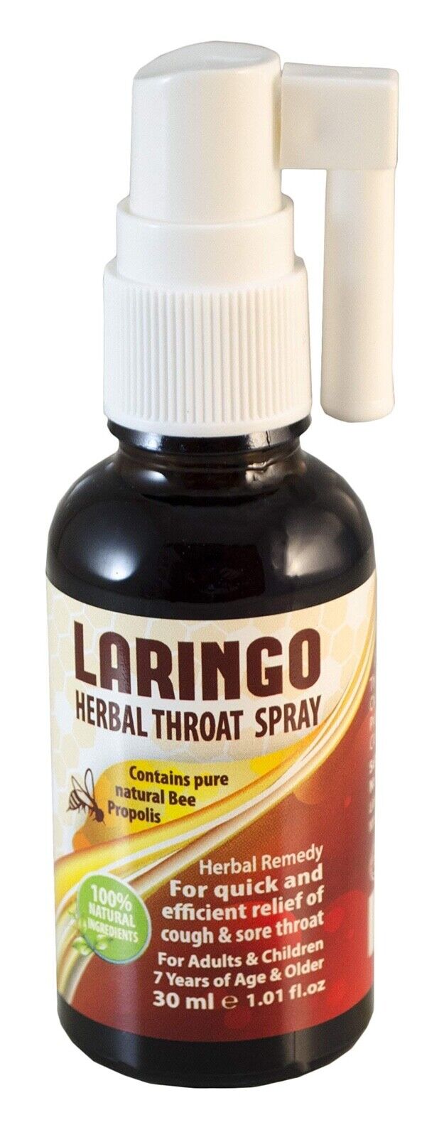 LARINGO Herbal Throat Spray Contains Pure Natural Bee Propolis. 100% Natural Herbal Remedy. Natural Sore Throat Remedy for Adults and Children - Glute thumbnail
