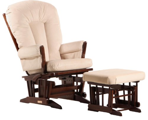 Dutailier Coffee/ Light Beige Multiposition 2-post Glider and Ottoman Set