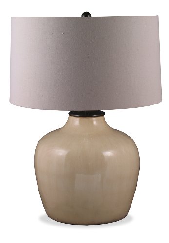 Lighting Enterprises T-6974/6974 Ant Bone Porcelain Table Lamp with Textured Bombay Linen Shade