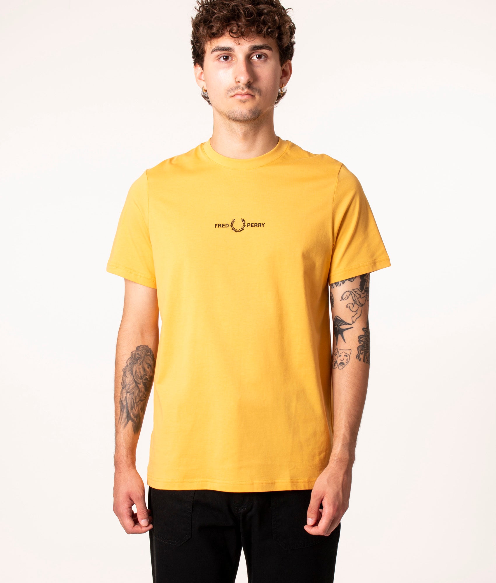 Fred Perry Embroidered T-Shirt Colour: P95 Golden Hour, Size: XS