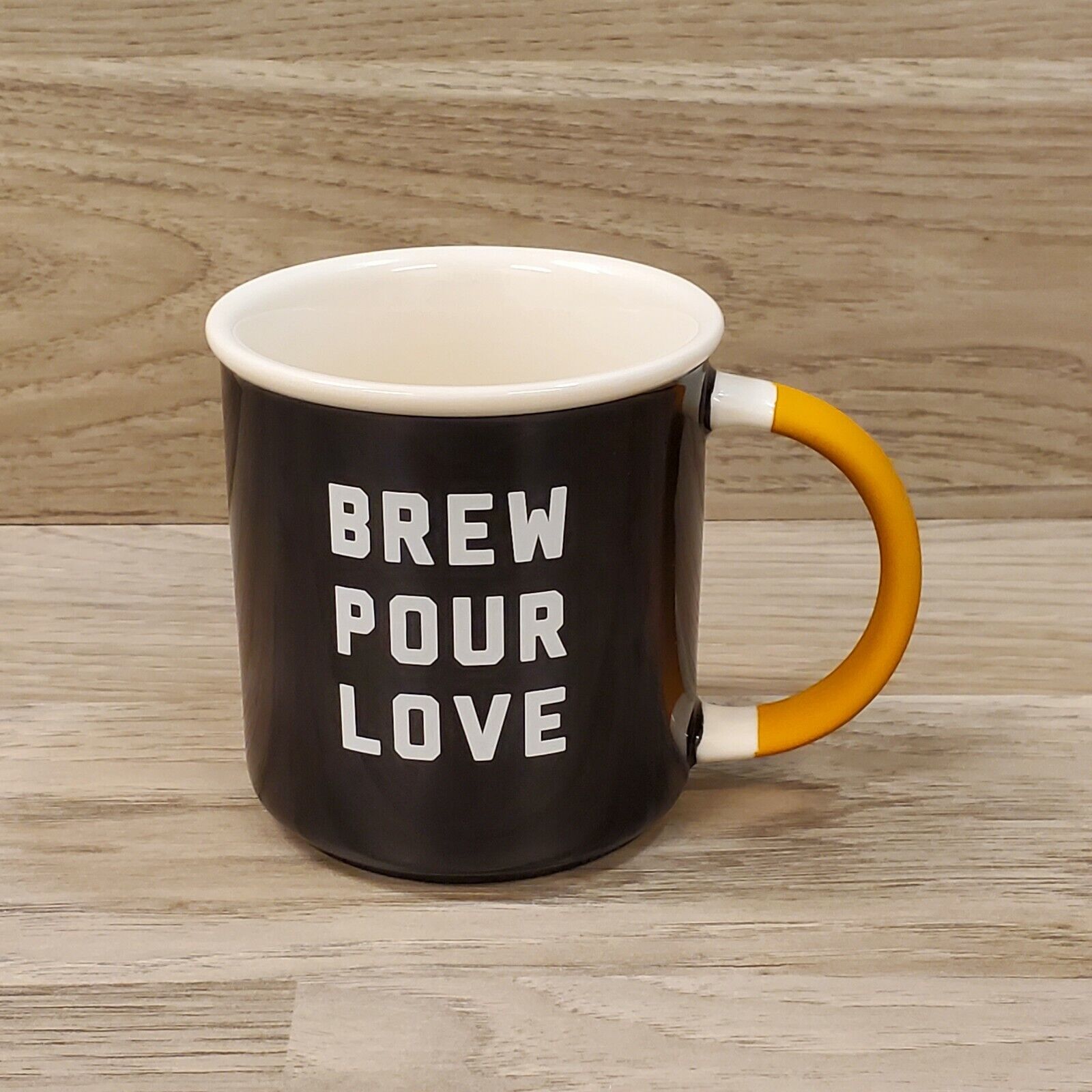 Starbucks Brew Pour Love 12 Oz Mug Ceramic Black Matte Orange 2018 Coffee Tea