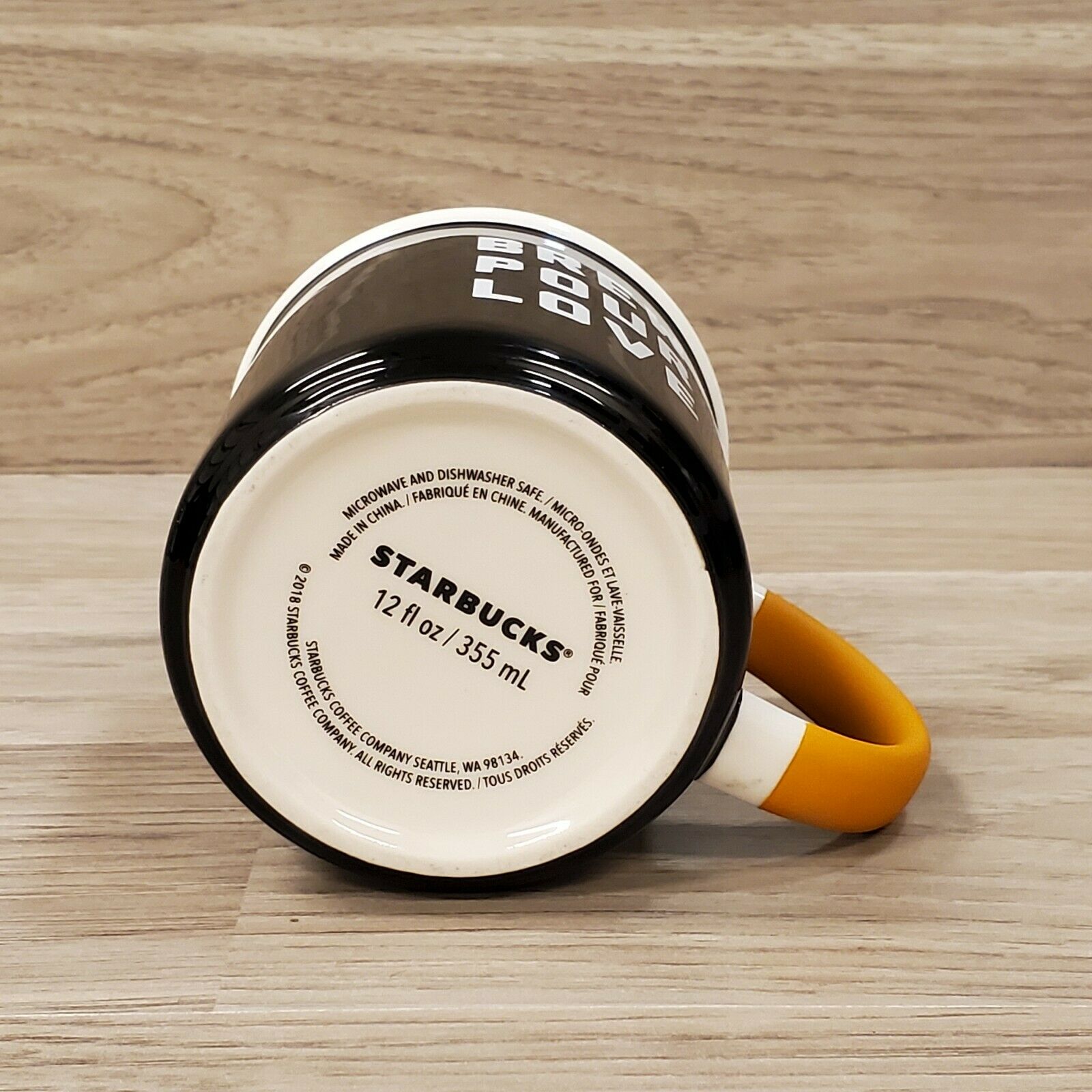 Starbucks Brew Pour Love 12 Oz Mug Ceramic Black Matte Orange 2018 Coffee Tea thumbnail