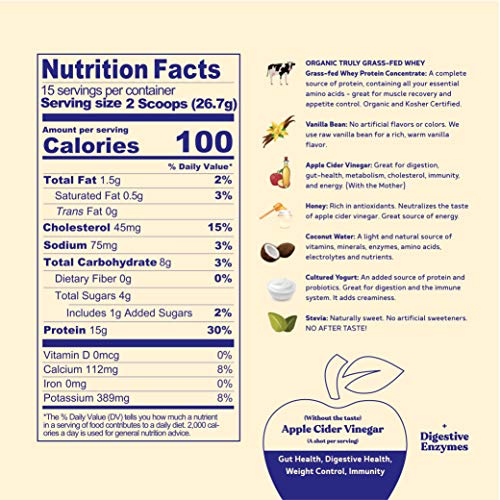 BBfL Protein Meal Replacement Powder  15g Protein  Organic Whey Protein  Apple Cider Vinegar  50mg Digestive Enzymes  All in One Shake (15 Servings  V thumbnail