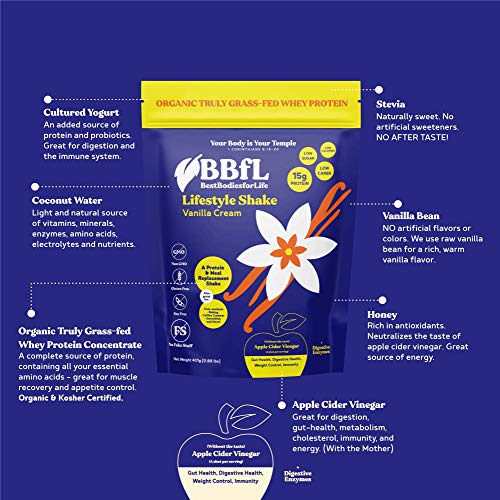 BBfL Protein Meal Replacement Powder  15g Protein  Organic Whey Protein  Apple Cider Vinegar  50mg Digestive Enzymes  All in One Shake (15 Servings  V thumbnail